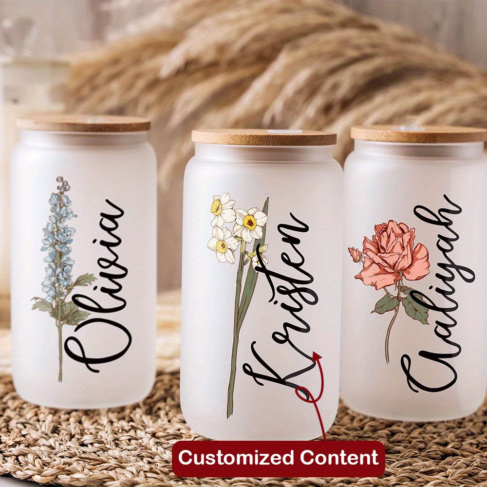Custom Birth Flower Name Glass - огляд і ціна Coffee Equipment Gift