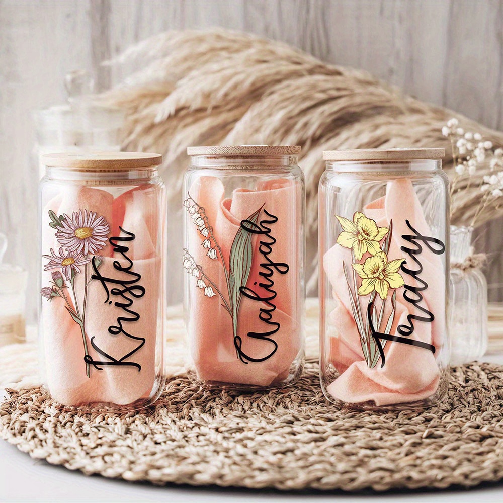 Custom Birth Flower Name Glass - огляд і ціна Coffee Equipment Gift