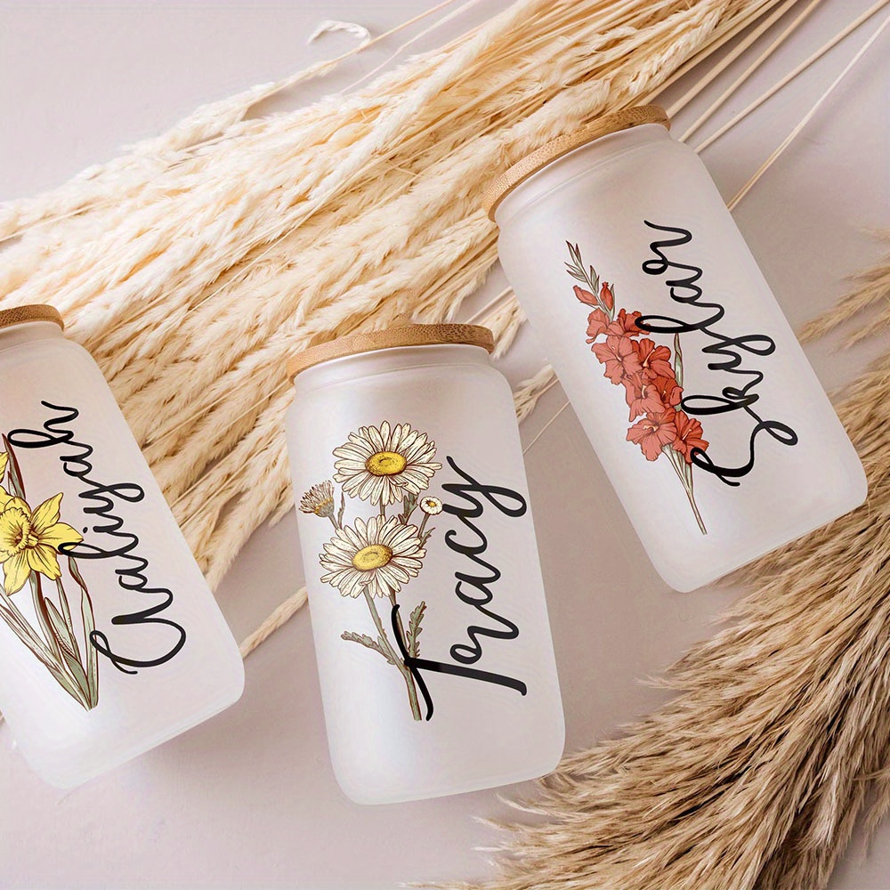 Custom Birth Flower Name Glass - огляд і ціна Coffee Equipment Gift