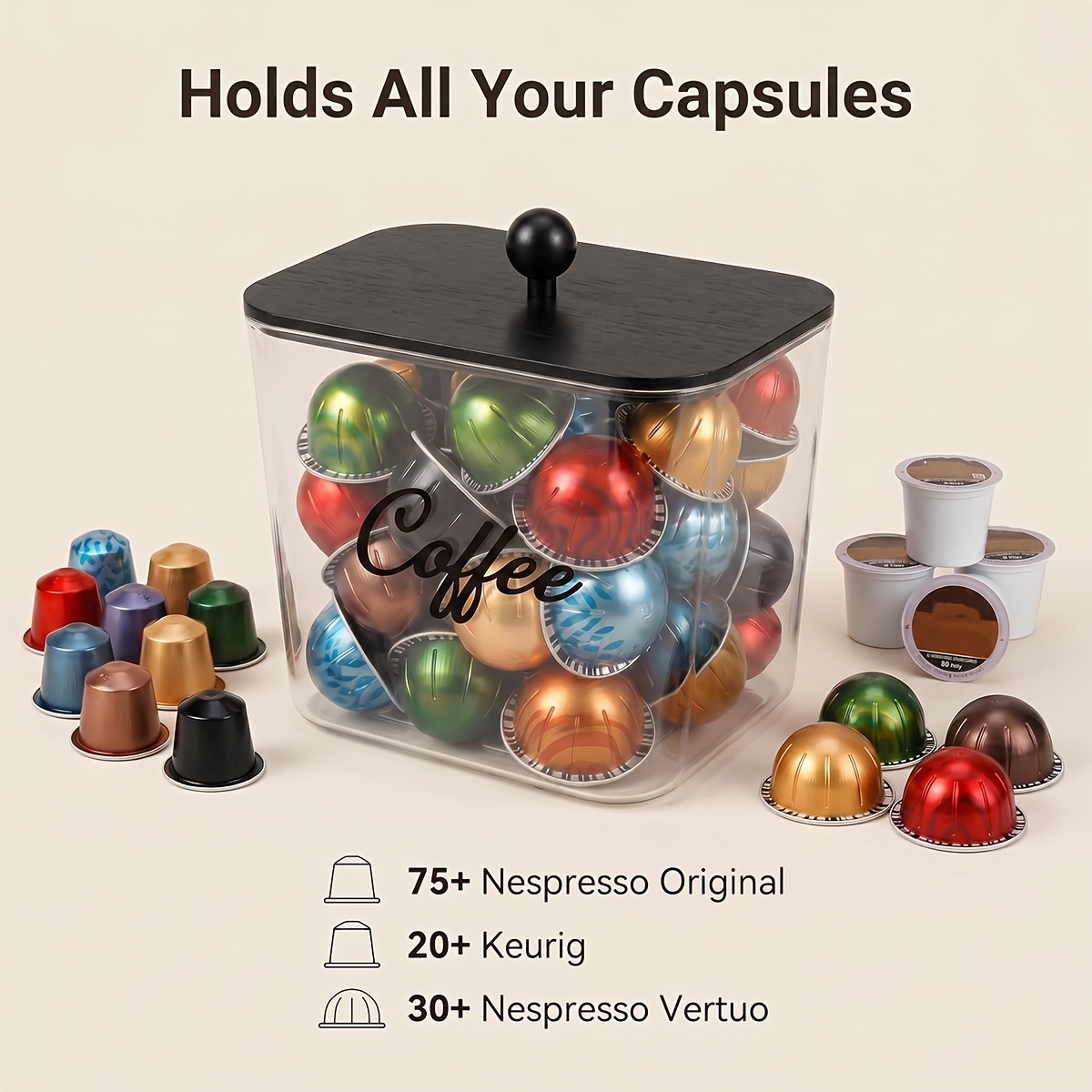 Coffee Pod Holder with Lids Pl - огляд і ціна Coffee Equipment Organizer
